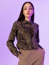 Zebra Silky Shirts (KHAKI)