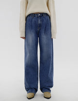 no.535 ピンタックミディアムデニムパンツ/no.535 Pintuck Medium Blue Denim Pants