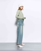 (Recycled) Distressed Denim Layered Wide Pants _ Blue