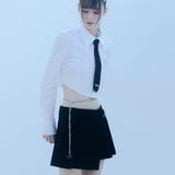 バックルプリーツラップスカート/0 9 buckle pleats wrap skirt - BLACK