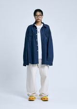 POCKET WASHING DENIM SHIRT_BLUE
