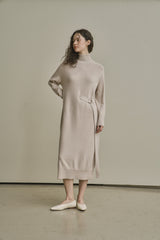 アンバランスニットドレス/UNBALANCED KNIT DRESS_OATMEAL
