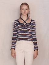 Strappy halter neck Knit (Purple)