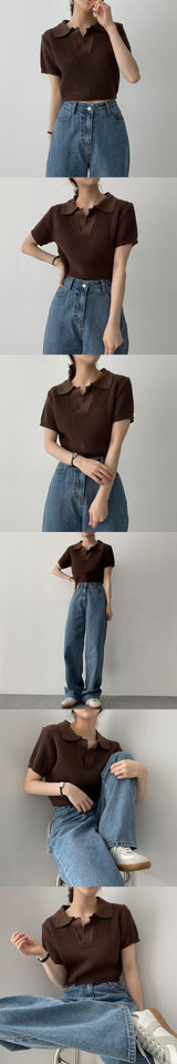 ピングハチカラーショートスリーブニットウェア / Ping Hachi Collar Short-sleeved Knitwear