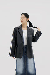 ホワイトラインレザージャケット / white line leather jacket