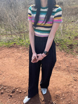 Pop stripe knit T 