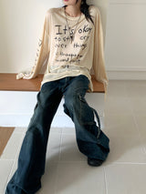 フリーダムレタリングボクシー長袖Tシャツ