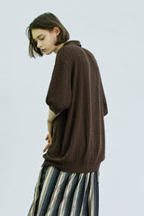 バンピーダイアモンドニットハーフカーディガン/bumpy diamond knited half cardigan brown
