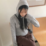 止まり木バラクラバ パーカー アンゴラ レタリング 長袖ニット