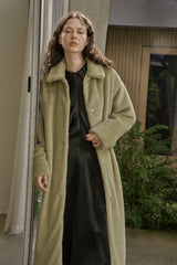 フェイクファーロングコート/FAKE FUR LONG COAT_GREEN TEA