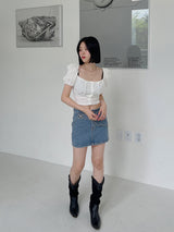 ウエストラップデニムスカート/waist wrap denim skirt