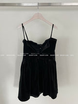 Velvet Royal Ribbon Flared Mini Dress