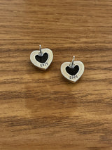 (silver925) black heart earring