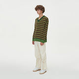 STRIPE V NECK KNIT_GREEN (6612841693302)