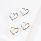 ワンタッチハートリングピアス / One Touch Heart Ring Earrings (2 Color)