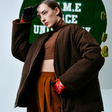 [UNISEX] Reversible Padded Cardigan Coat (Brown) (6656655294582)