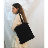 Wave smocking bag Ⅱ (black) (6657236172918)