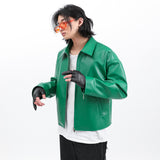 SINGLE LEATHER JACKET GREEN