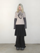 Heart PK layered long sleeve GRAY