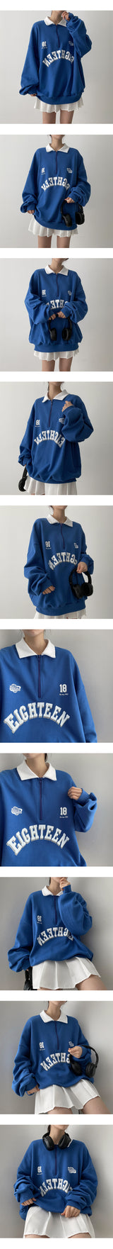 Aティーンカラーハーフジップアップカラースウェットシャツ / A-TEEN colored half zip-up collar sweatshirt