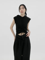シャーリングスリーブレスフード / Shirring sleeveless hood (2color)