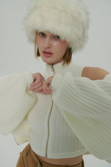  ZIPPER KNIT CARDIGAN SET / IVORY