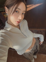 ハイネックアノラックニット