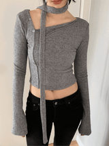 diagonal choker crop tee