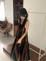 ホナーヒッピーボヘミアンストライプナシロングワンピース