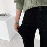 Whiskered Two-Button High Waist Skinny Jeans