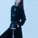 クロスラップスカートパンツ/1 0 cross wrap skirt pants - BLACK