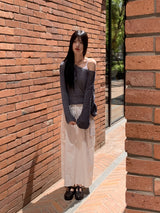 [5color]ジュエルサマーボートネック長袖ネットニット / Juel Summer Boat Neck Long Sleeve Net Knit