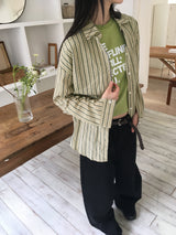 オフラインレタリングセミクロップ半袖Tシャツ