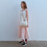 リボンポイントエコバッグ / RIBBON POINTED ECO BAG, CREAM