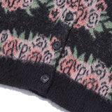 フラワーパターンクロップカーディガン / Flower Pattern Crop Cardigan_Black