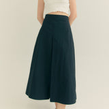 コットンプリーツAラインスカート / Cotton Pleats A-Line Long Skirt (Black)