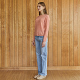 100%cashmere round neck basic top_orange snow (6653734617206)