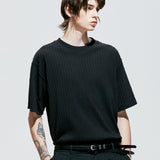 ジャカードニットTシャツ / jacquard knit t-shirt black