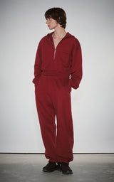 WIDE ZIP SWEATPANTS_DARK RED