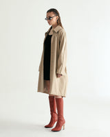 W.BELTED LEATHER SHIRRING COAT - CREAM BEIGE (6636057985142)
