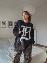 Bロゴアンゴラオーバーニット