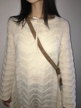 [MADE] Flute Ribbon Strap Punching Wave Knit Dress