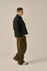 QUILTING SHIRT JACKET - BLACK