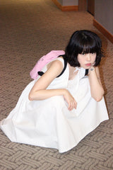 Vネックコットンドレス/V-neck cotton dress (white)