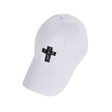 Black cross logo over fit buckle cap WHITE