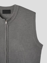 ラウンドジップアップニットベスト / Round zip-up knit vest 3color