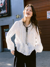 フリルシャーリングリボンブラウス / Frill Shirring Ribbon Blouse