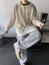 No.9423 net hood KNIT ZIP-UP (4color) (6699025858678)