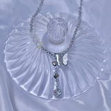 Butterfly Holographic Gemstone Heart Necklace