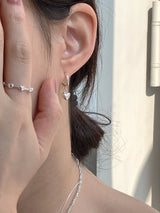 [92.5silver] bell heart one-touch earrings